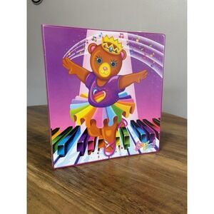 VTG Lisa Frank Pink Bear Ballerina Graphic Print Stuart Hall School Ring Binder